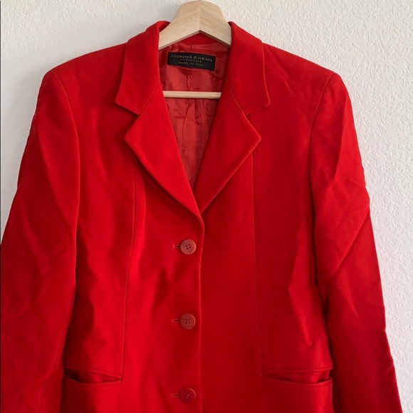 Donna Karen | Red long blazer jacket - Picture 3 of 16